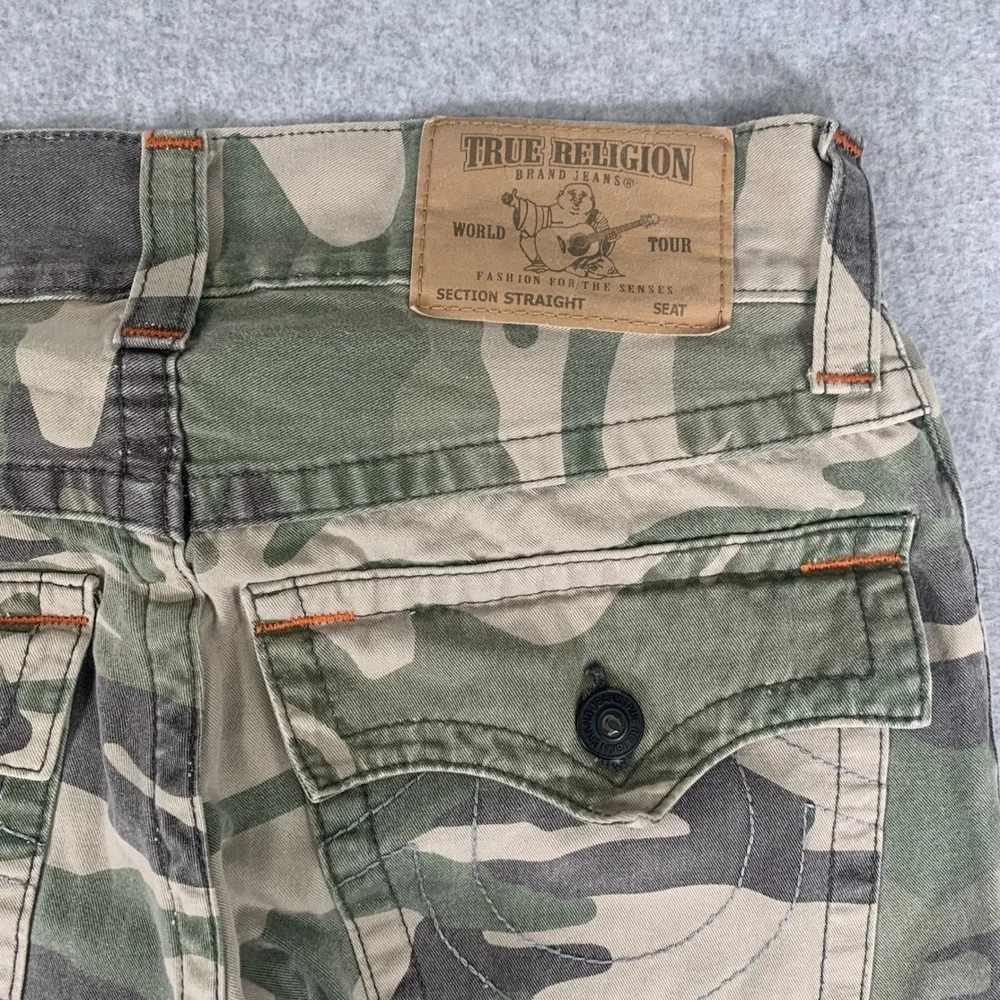 True Religion Straight Flap Camo Jeans Mens 28 Taupe Straight Leg Pants